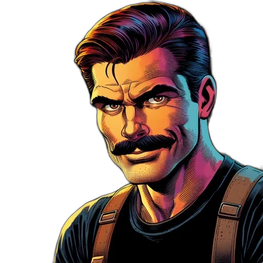 face, comic book art, cartoon, concept art transparent PNG cut-out