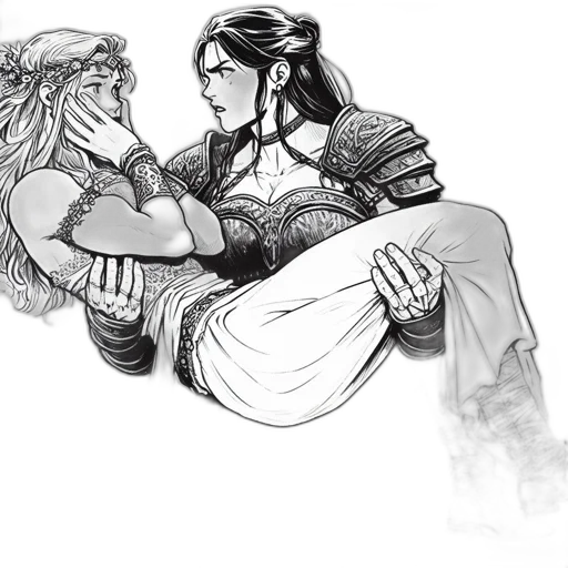 fantasy art, concept art, comic book art, pencil sketch transparent PNG cut-out