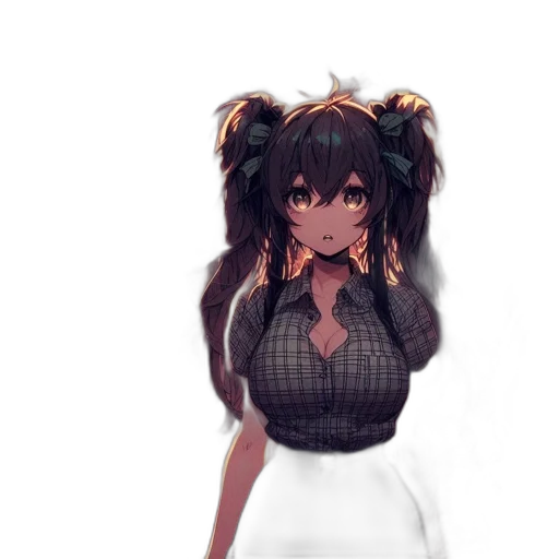 dress, hair, staff, creature transparent PNG cut-out