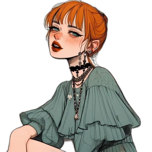 dress, jewelry, creature, face transparent PNG cut-out