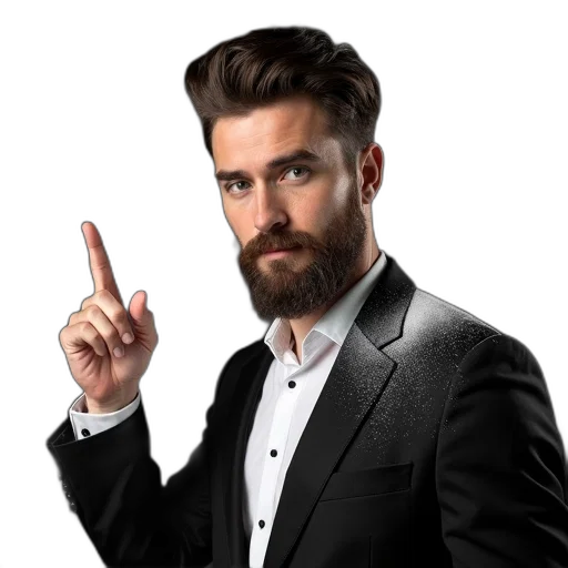 jacket, hair, staff, face transparent PNG cut-out