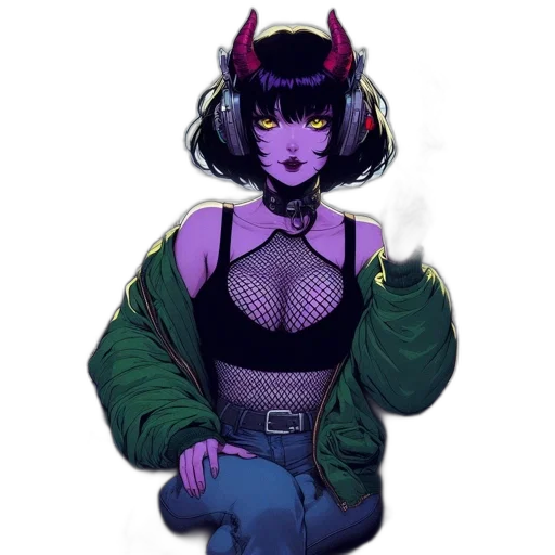 jacket, creature, mask, staff transparent PNG cut-out