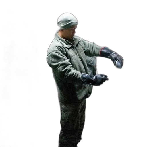 jacket, staff, mask, weapon transparent PNG cut-out