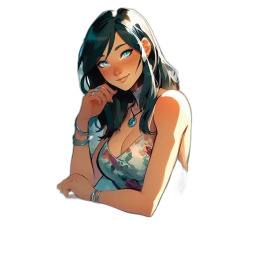 dress, face, jewelry, concept art transparent PNG cut-out