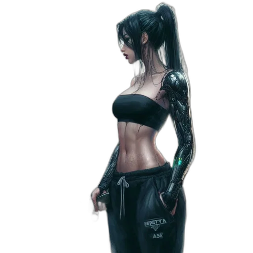 jacket, weapon, concept art, cyberpunk transparent PNG cut-out