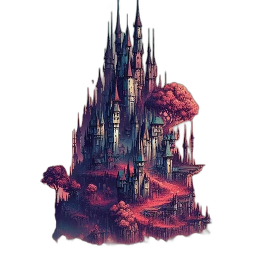 dragon, building, crown, tree transparent PNG cut-out