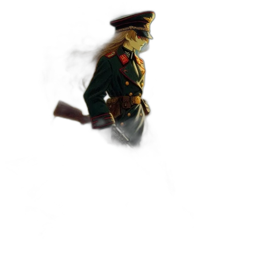 staff, weapon, hat, jacket transparent PNG cut-out