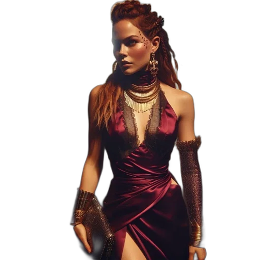 dress, jewelry, concept art, cyberpunk transparent PNG cut-out