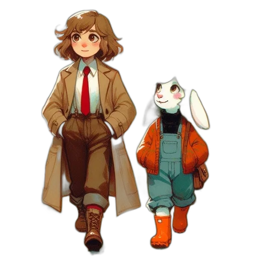 jacket, staff, pixel art, concept art transparent PNG cut-out