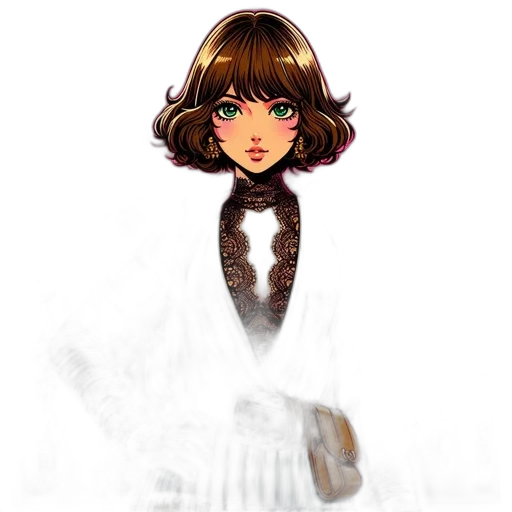 staff, dress, hair, face transparent PNG cut-out