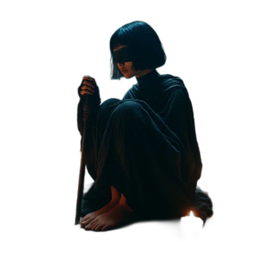 mask, umbrella, staff, creature transparent PNG cut-out