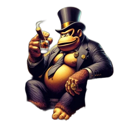 concept art, pixel art, anthropomorphic, gorilla transparent PNG cut-out