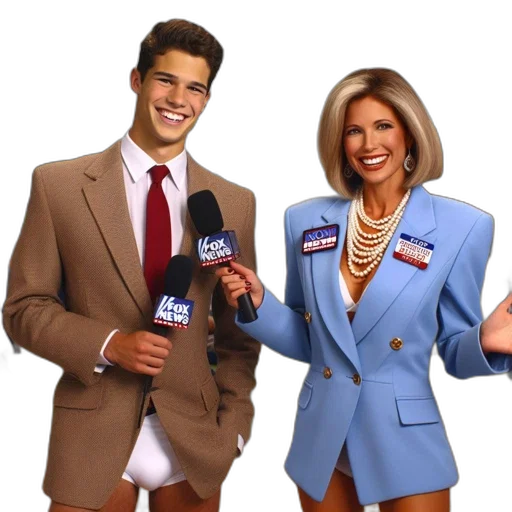 jacket, two, reporters, male transparent PNG cut-out
