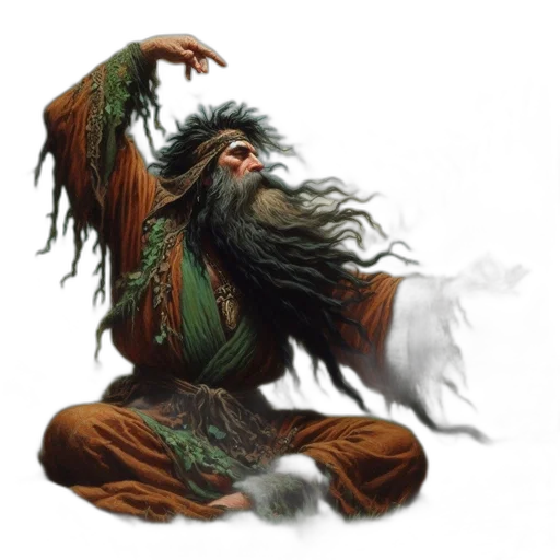 creature, dragon, staff, hair transparent PNG cut-out