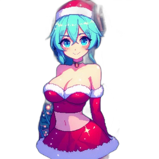 dress, hat, robot, pixel art transparent PNG cut-out