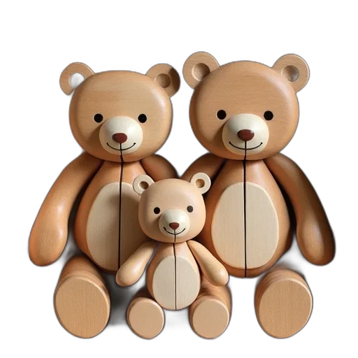 3d render, concept art, wooden, bear transparent PNG cut-out