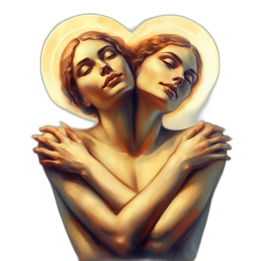 concept art, oil painting, two, females transparent PNG cut-out