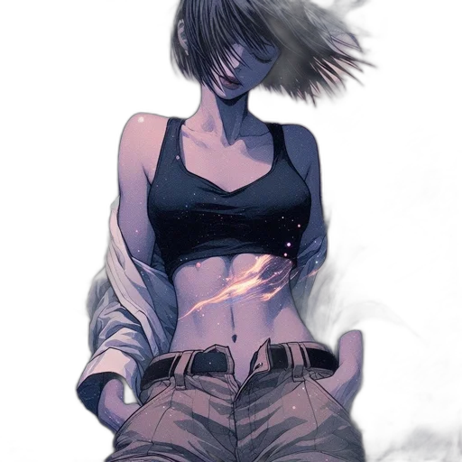 jacket, hair, mask, creature transparent PNG cut-out