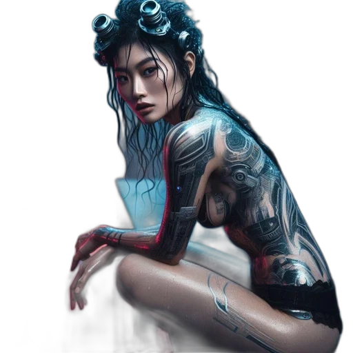 dress, cyberpunk, fantasy art, concept art transparent PNG cut-out