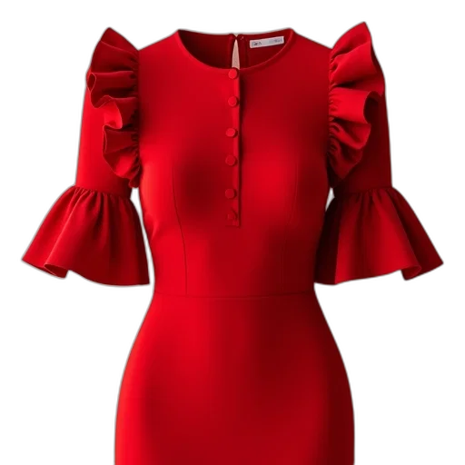 dress, 3d render, red, fitted transparent PNG cut-out