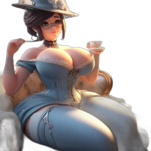 dress, hat, robot, staff transparent PNG cut-out