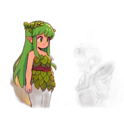 dragon, dress, creature, staff transparent PNG cut-out