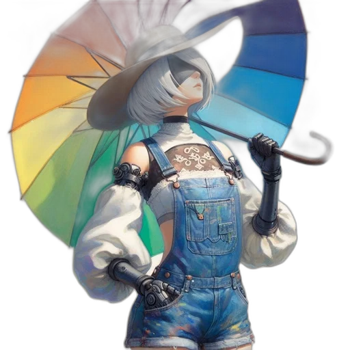 umbrella, robot, hat, jacket transparent PNG cut-out