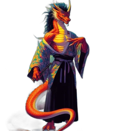 dragon, staff, jacket, creature transparent PNG cut-out
