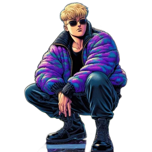 jacket, cyberpunk, vaporwave, comic book art transparent PNG cut-out