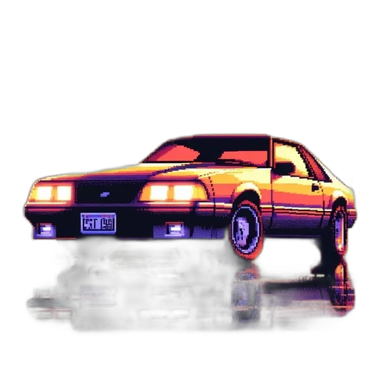 car, jacket, vaporwave, photorealistic transparent PNG cut-out
