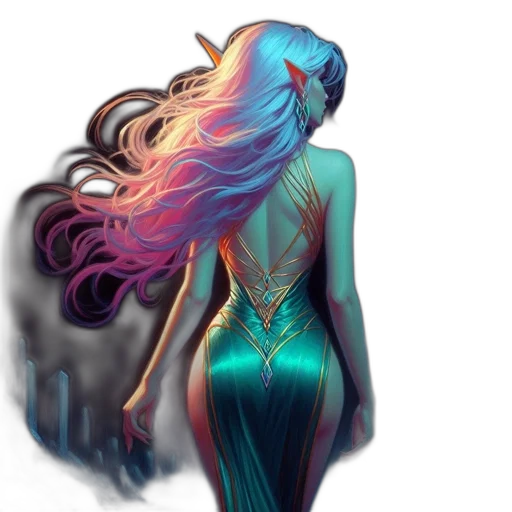 dress, hair, concept art, fantasy art transparent PNG cut-out