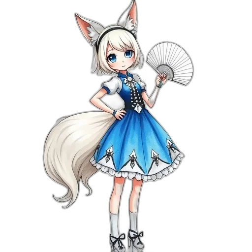 staff, dress, umbrella, anime transparent PNG cut-out