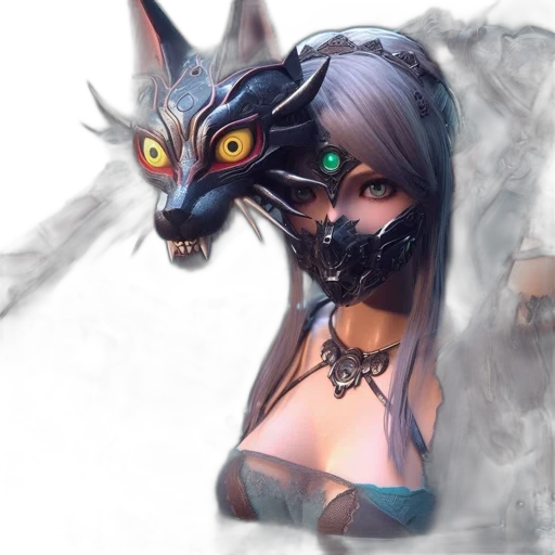 mask, creature, staff, fantasy art transparent PNG cut-out