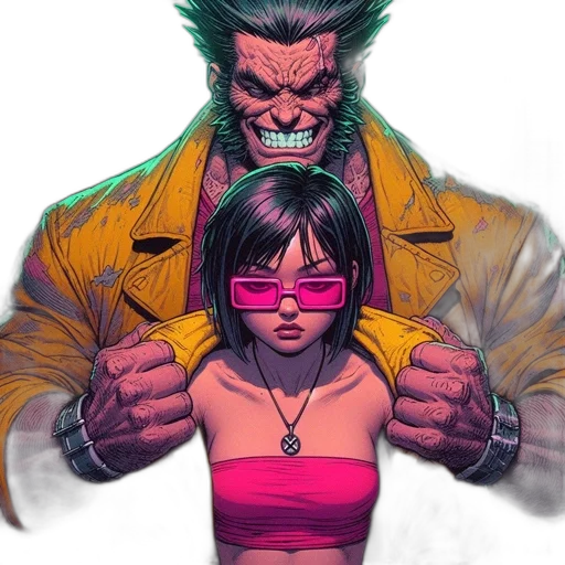 jacket, mask, comic book art, cyberpunk transparent PNG cut-out