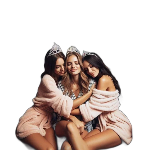 crown, three, women, evening transparent PNG cut-out