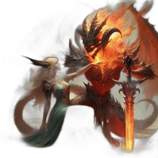 dragon, sword, weapon, fantasy art transparent PNG cut-out