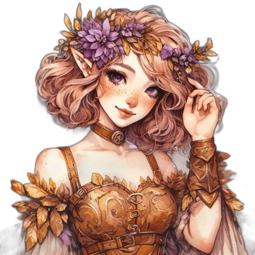 crown, dress, flower, staff transparent PNG cut-out
