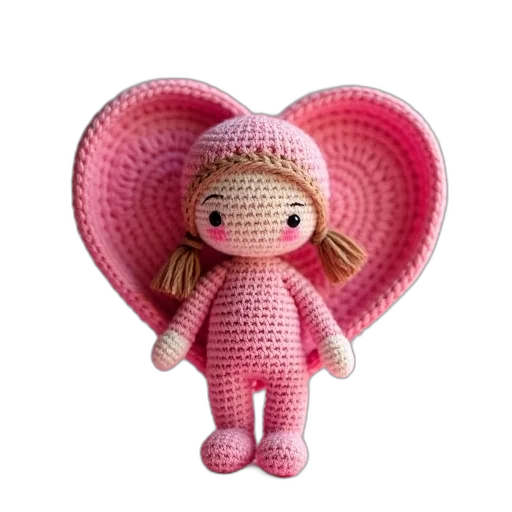 3d render, person, crochet, doll transparent PNG cut-out