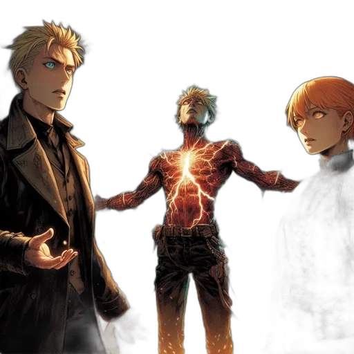 concept art, comic book art, fire, golden transparent PNG cut-out