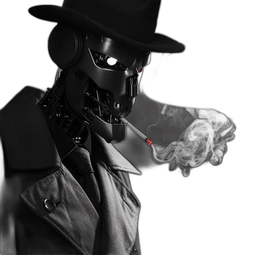 robot, mask, jacket, hat transparent PNG cut-out