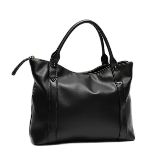 black, leather, shoulder, bag transparent PNG cut-out