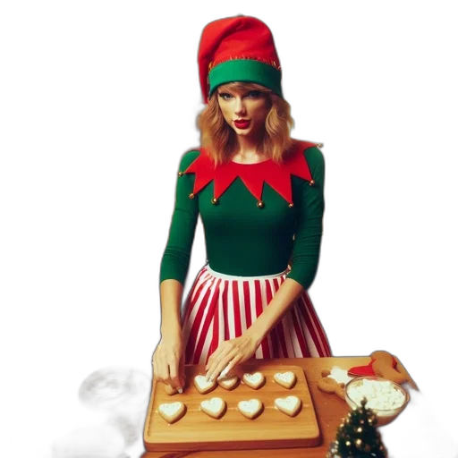 dress, elf-costumed, woman, festive transparent PNG cut-out