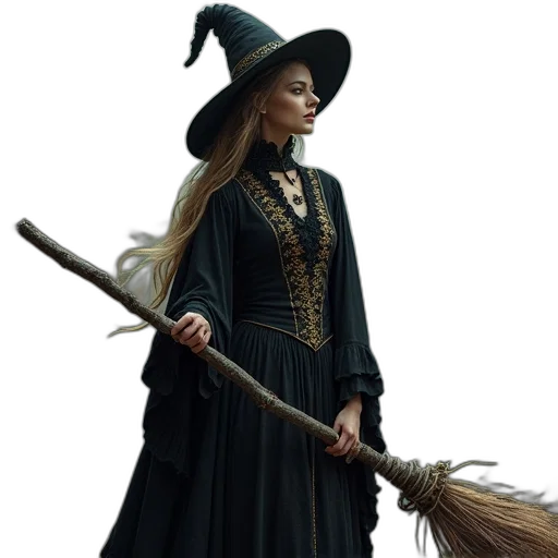 staff, hat, dress, sword transparent PNG cut-out
