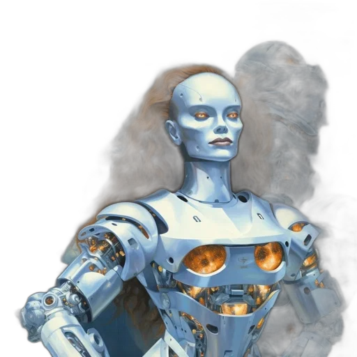 robot, concept art, fantasy art, 3d render transparent PNG cut-out