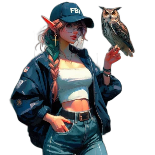 jacket, hat, staff, animal transparent PNG cut-out