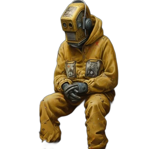 robot, jacket, mask, creature transparent PNG cut-out