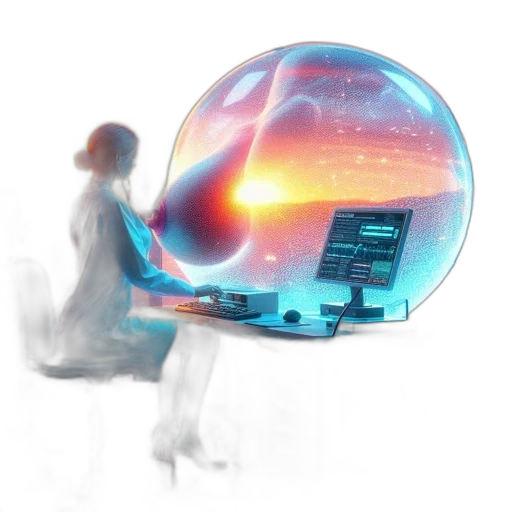 robot, vaporwave, 3d render, concept art transparent PNG cut-out
