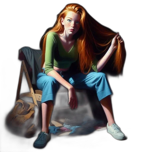 dress, hair, shoes, furniture transparent PNG cut-out