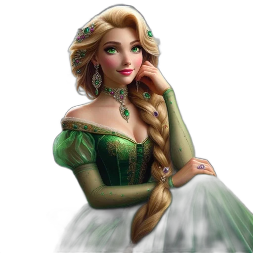 dress, crown, jewelry, fantasy art transparent PNG cut-out