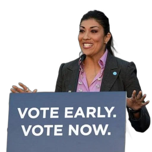 woman, stands, behind, sign transparent PNG cut-out